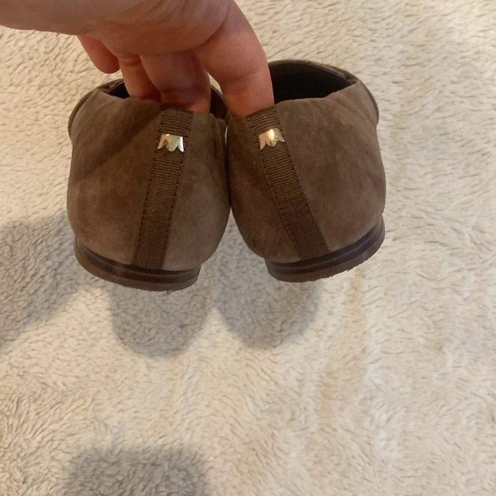 Birdies Taupe Suede Quilted Insole Loafers